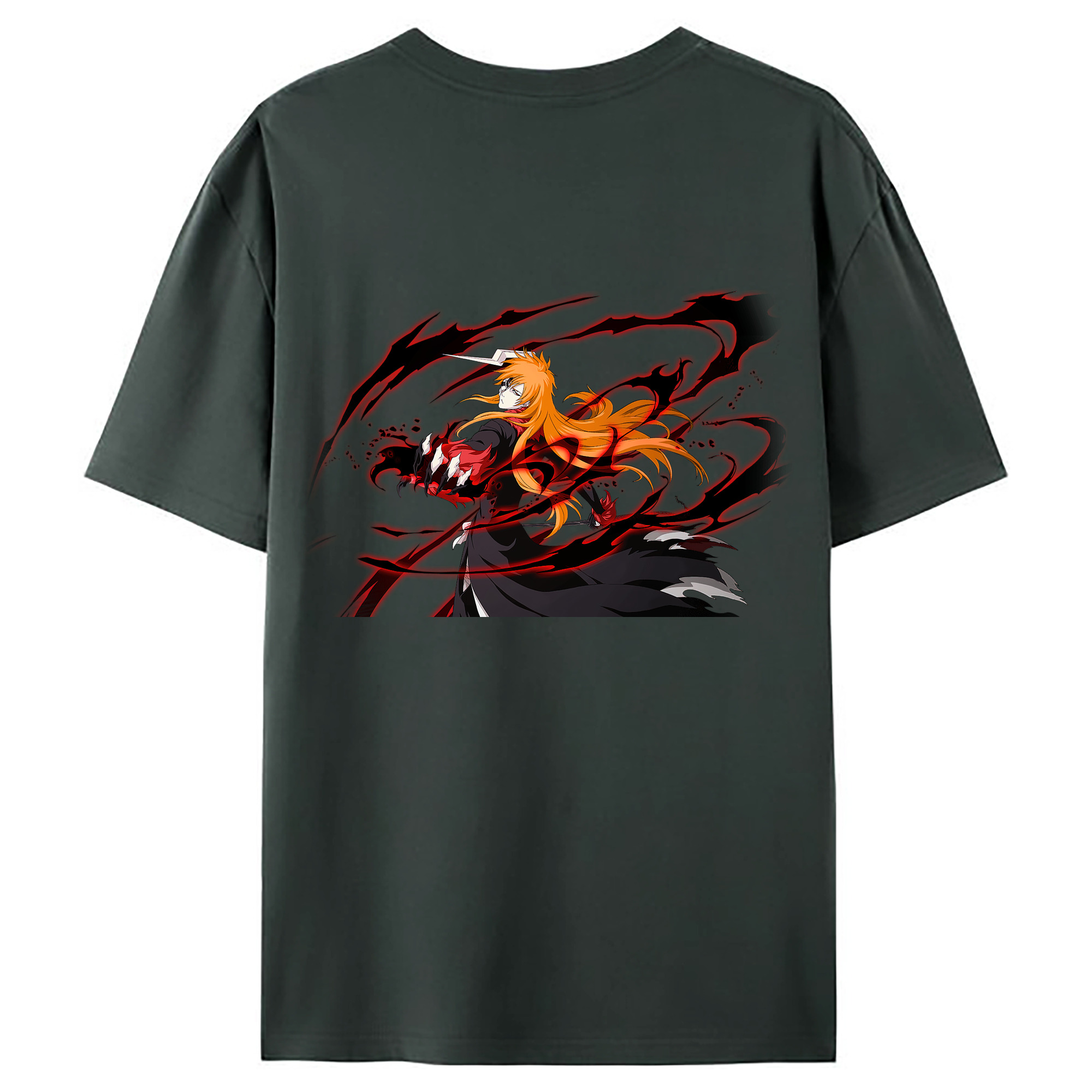 （画像用） ブリーチ 黒崎一護（くろさき いちご）BLEACH Kurosaki Ichigo 綿100％ メンズ半袖Tシャツ（バックプリント） 通気性